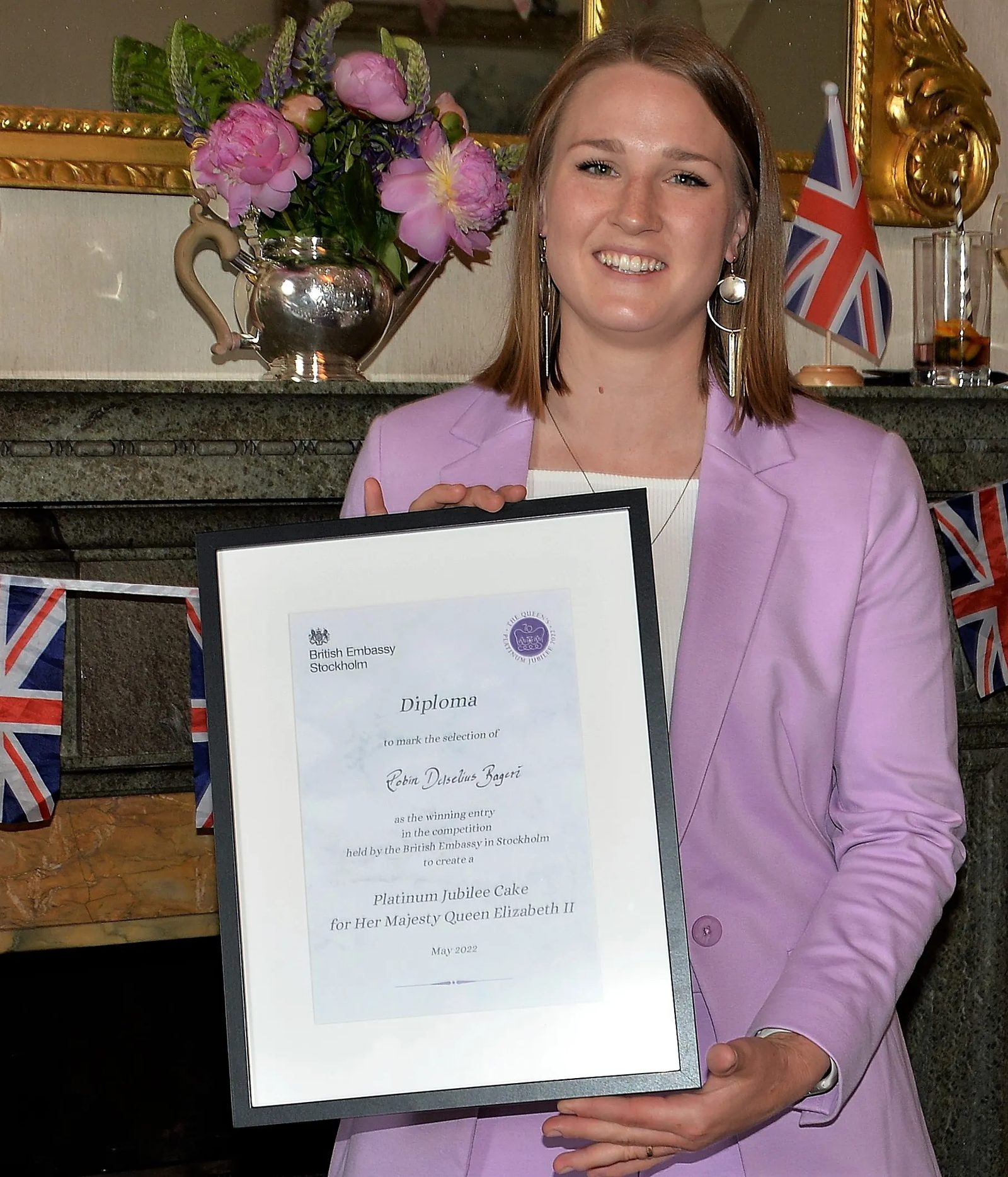 Diplomet från British Embassy Stockholm, utfärdat till Robin Delselius Bageri för det vinnande bidraget